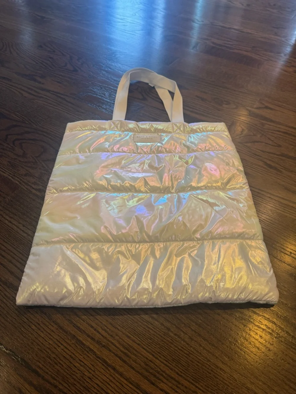 Bath & Body Works Iridescent White Puffer Tote